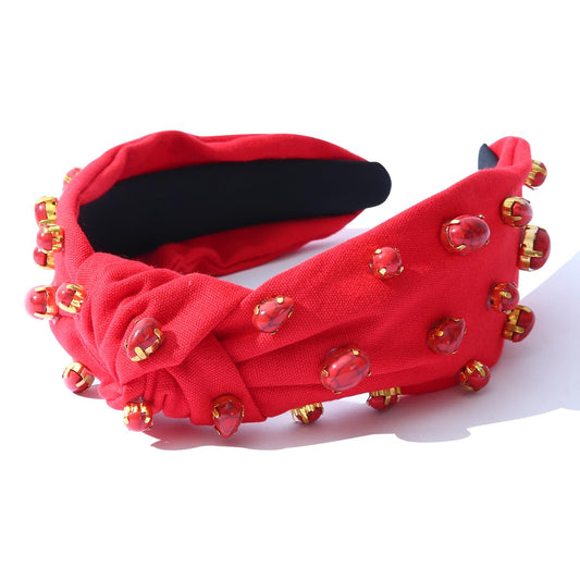 FEDANS Women Knotted Headband Crystal Red Turquoise Embellished Mixed Top Hairband Rhinestone Holiday Fashion Hair accessories for Girls