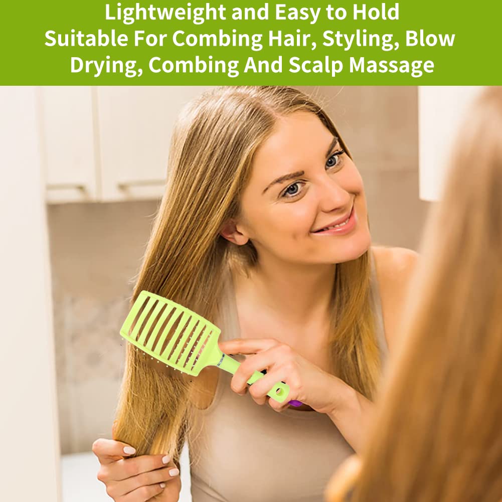 Vented Paddle Hair Brush, Styling Hair Brush, Detangling Hair Brush, Paddle Brush for Thick Straight Hair, Massage Hair Comb, Anti-static Hair Comb, Vented Hair Brush (green)