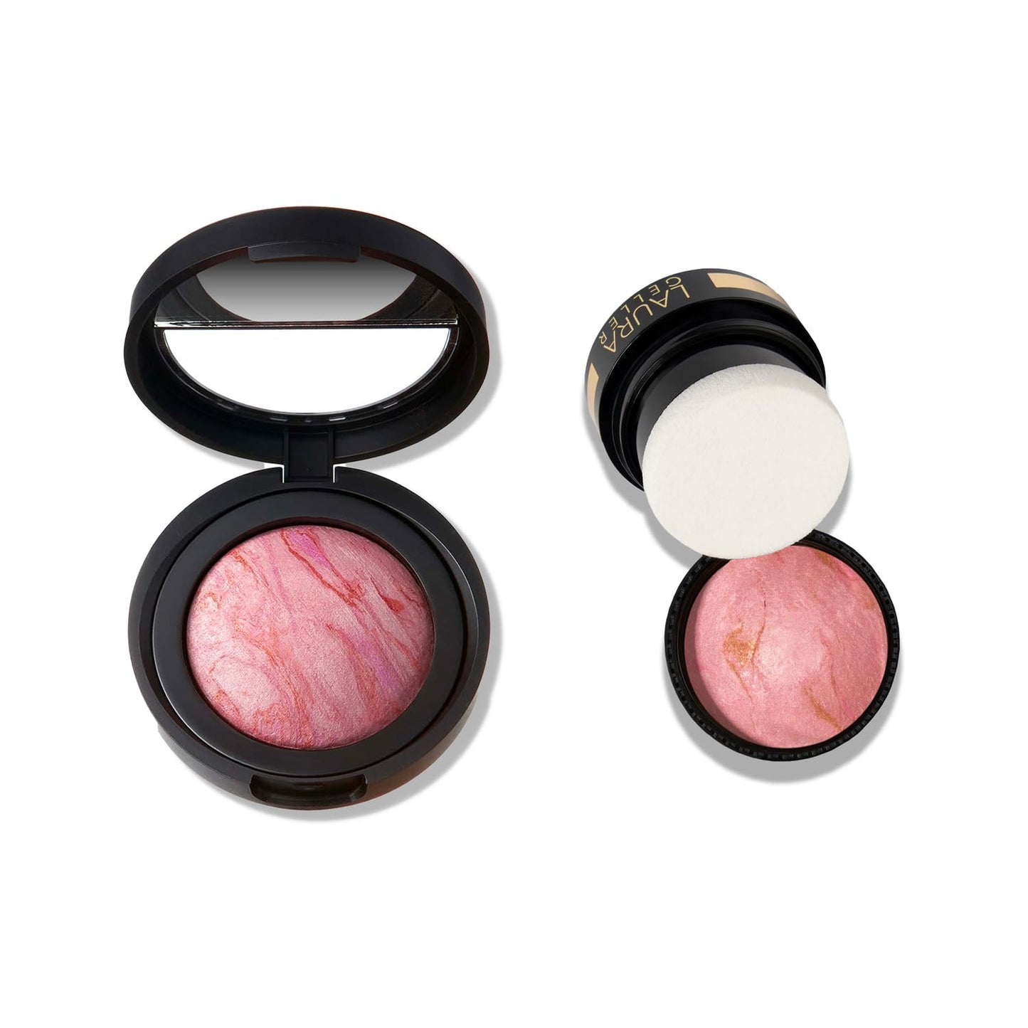 LAURA GELLER NEW YORK Home and Away Kit - Baked Blush-n-Brighten Marbleized Blush, Pink Buttercream - Full Size + Travel Size Duo