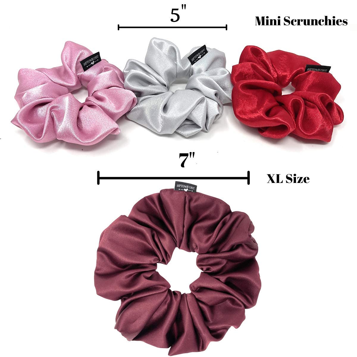 Jumbo Oversized XL Satin Scrunchies for Women Girls, Frizz Prevention, Sleep Hair Holder, Large Elastic Ties Band for Ponytail Bun, Hair Ties for Breakage Prevention - Burgundy