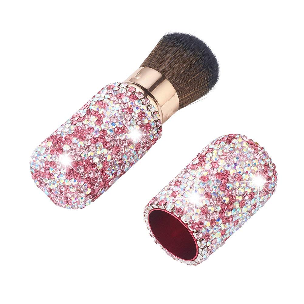 XhuangTech Bling Make Up Brush Crystal Makeup Travel Brushes Blusher Rhinestone Cover Foundation Highlight Blush Cosmetic Tools (Pink)