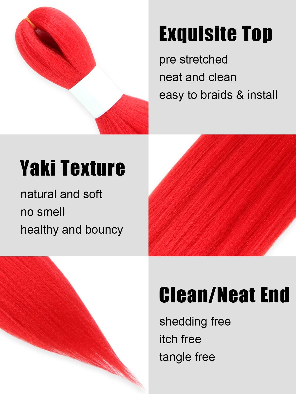 KAVSORAPI Red Braiding Hair 12 Inch Pre Stretched Hair Short Straight Crochet Braids Yaki Texture Synthetic Fiber 8 Packs (Red)