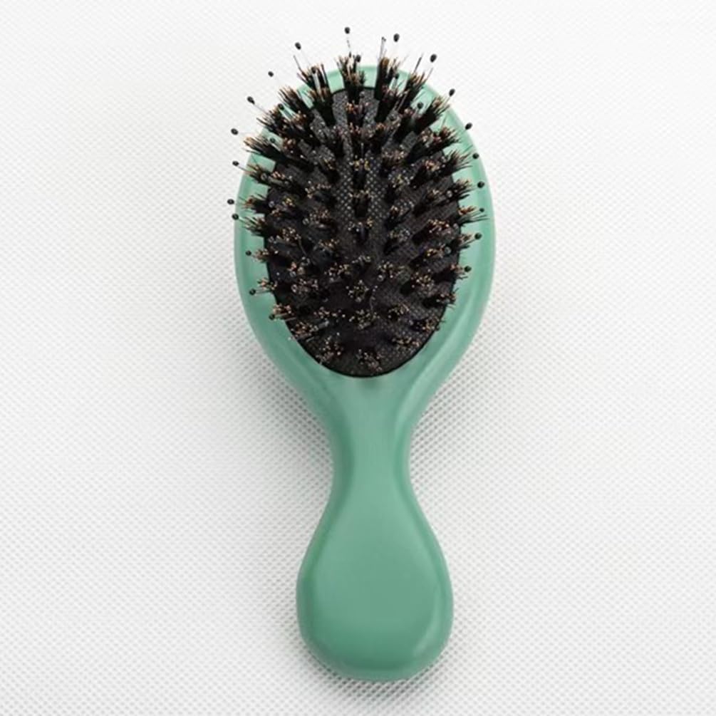 Hair Brush Mini Boar Bristle Hairbrush for Thick Thin Straight Curly Hair, 2 Pcs Natural Beech Wood Handle Cushion Massage Detangling Hair Brush for Men Women Gilrs Boys