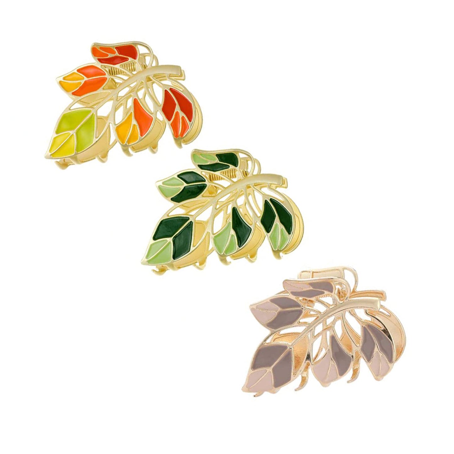 Eddie Munson Flower Leaf Hair Claw Clips Set for Women Girls-Butterfly Metal Large Hairpin Claw Clips-Hair Accessories for Thin Hair Thick Hair Long Hair Short Hair for Girls Women (3 PCS Leaf)