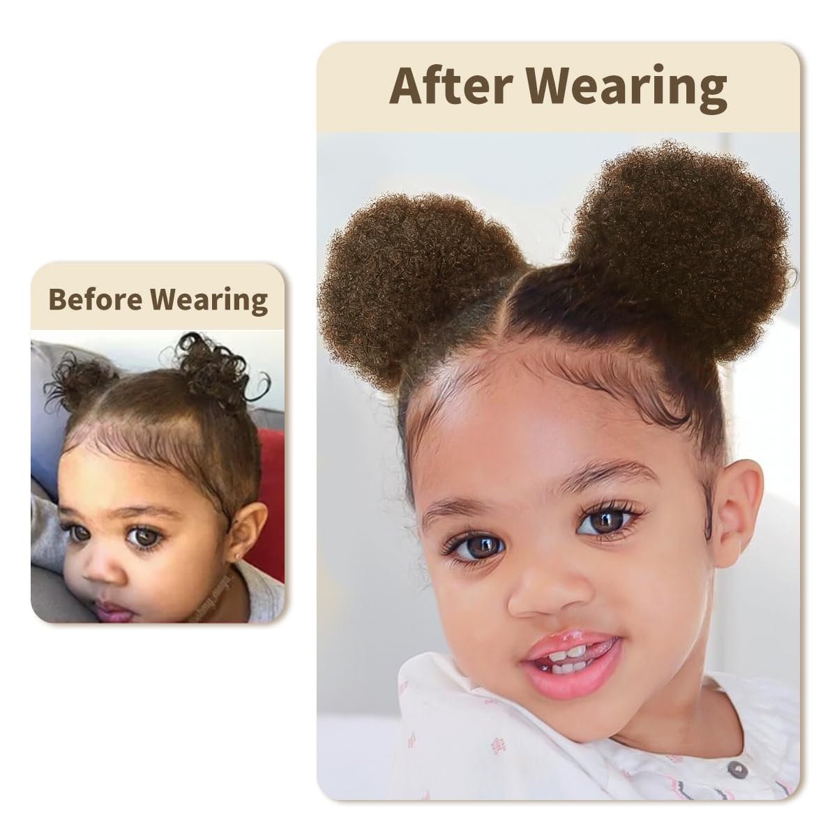 isheeny Small Human Hair Ponytail Extension For Kids 2-5 Years Old, Brown Human Hair Bun Small Drawstring Ponytail For Little Girls, Curly Hairpiece Natural, Soft, And Durable For Repeated Use