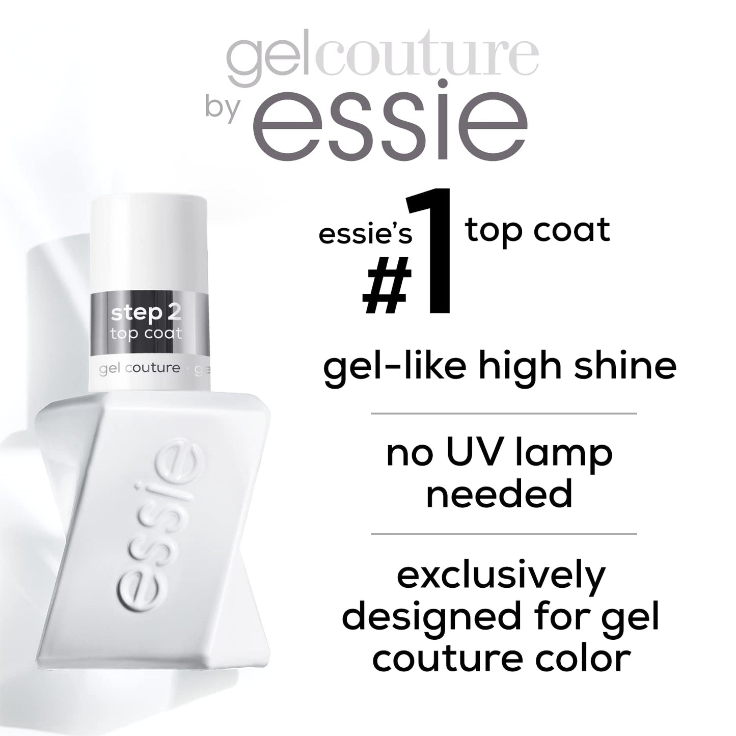 essie Gel Couture Platinum Grade Finish Top Coat, 0.46 Ounces (Packaging May Vary) (Pack of 2)