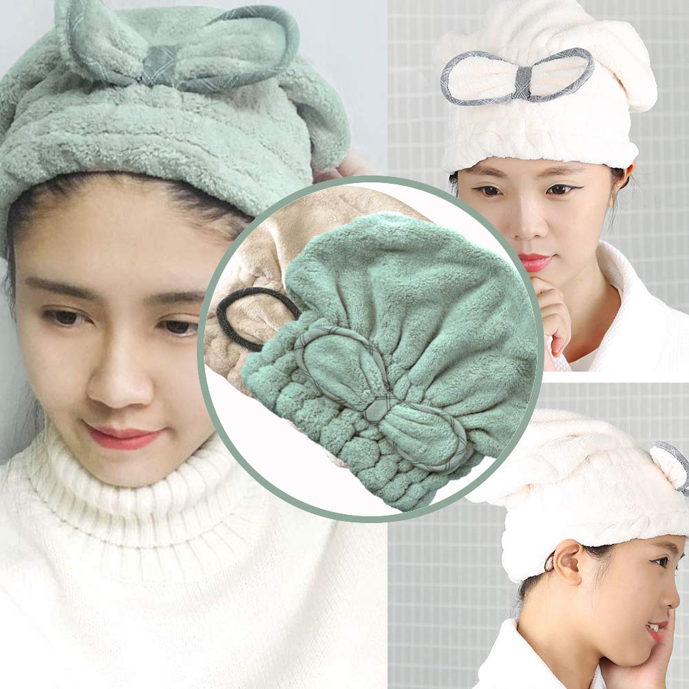 Jseng [New Upgrade] Microfiber Hair Drying Towel Cap, Extrame Soft & Ultra Absorbent, Fast Drying Hair Shower Cap for Girls and Women