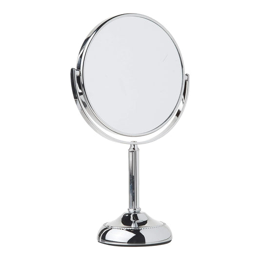 JERDON Two-Sided Tabletop Makeup Vanity Mirror - 10X-1X Magnification & Swivel Design - 6-Inch Diameter Portable Mirror – Polished Chrome Finish - Model JP910CB