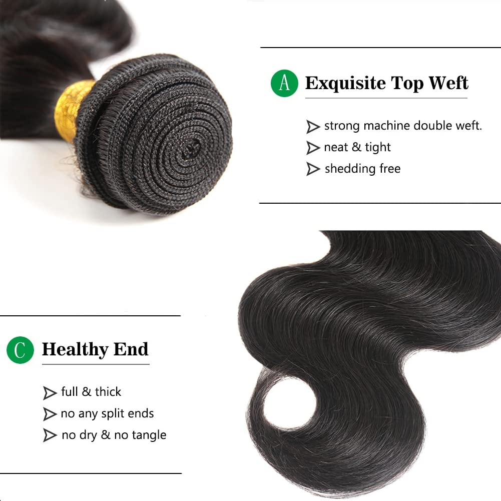 Body Wave Bundles Human Hair 26 Inch 10A Grade One Single Bundle Human Hair Body Wave for Black Women Unprocessed Brazilian Virgin Hair Extensions Human Hair Bundles Body Wave Natural Black