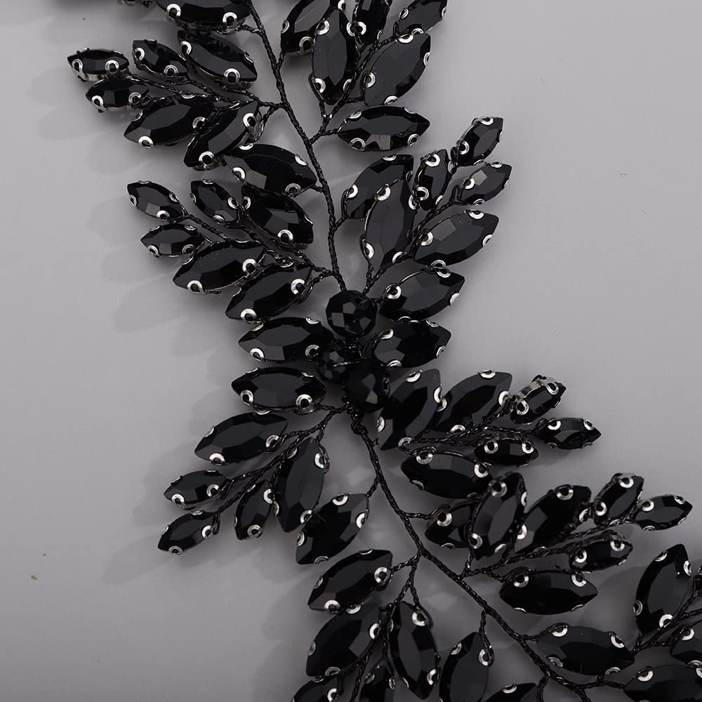 BERYUAN Black Color Wedding Crystal Headband Women Hair Vine for Bride Bridesmaid Crystal Wedding Headband hair vines for wedding hairstyles