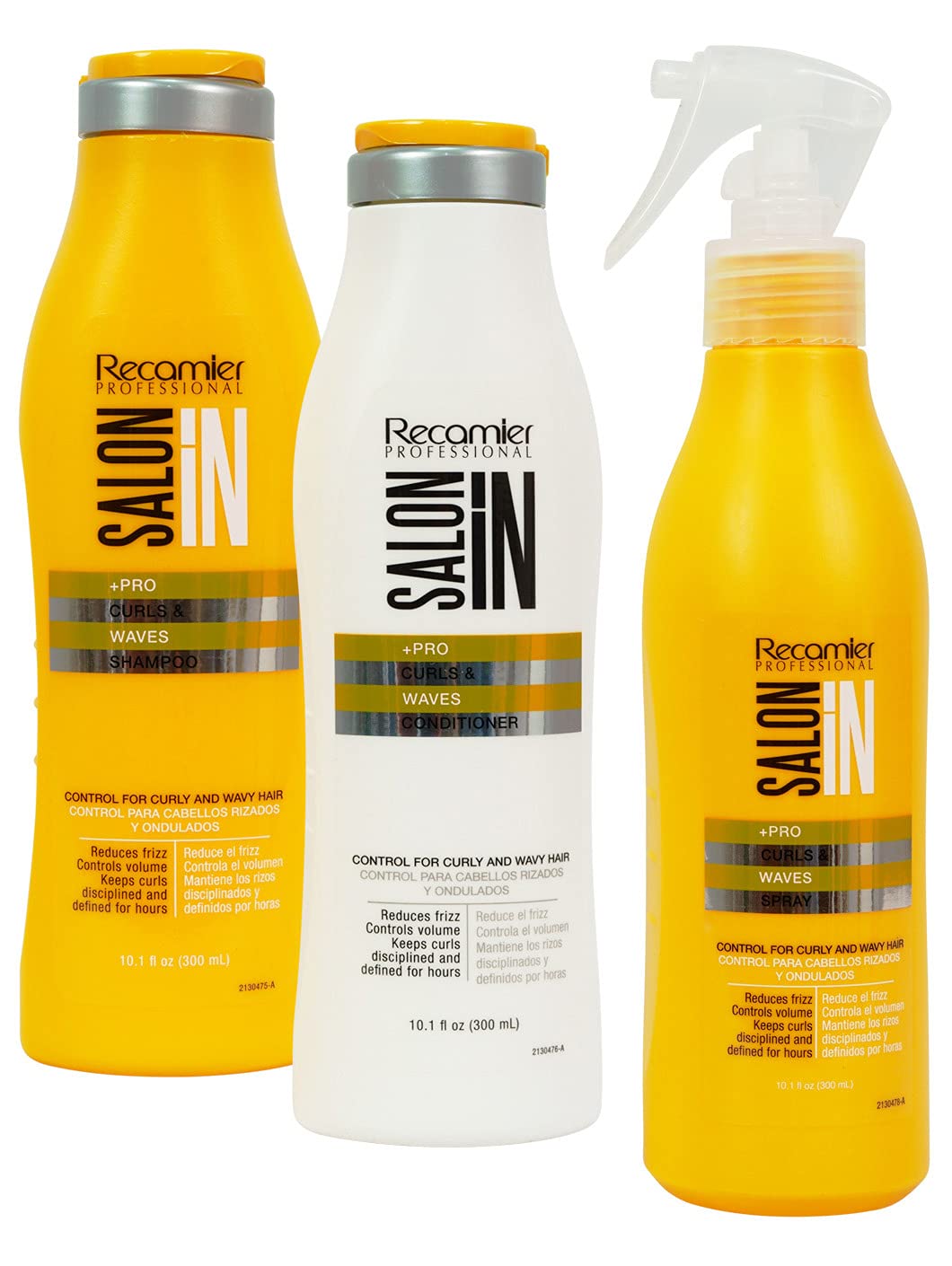 RECAMIER Professional Salon In Hydrating Shampoo + Hidratante Acondicionador + Rizo Refresher Spray Set para Cabello Rizado | Champu y Acondicionador + Spray para cabello rizado