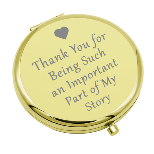 Thank You Gifts for Women Coworker Compact Makeup Mirror Inspirational Gift Coworker Leaving Gift Birthday Graduation Retirement Gift for Teacher Friend Sister Folding Makeup Mirror (Gold)