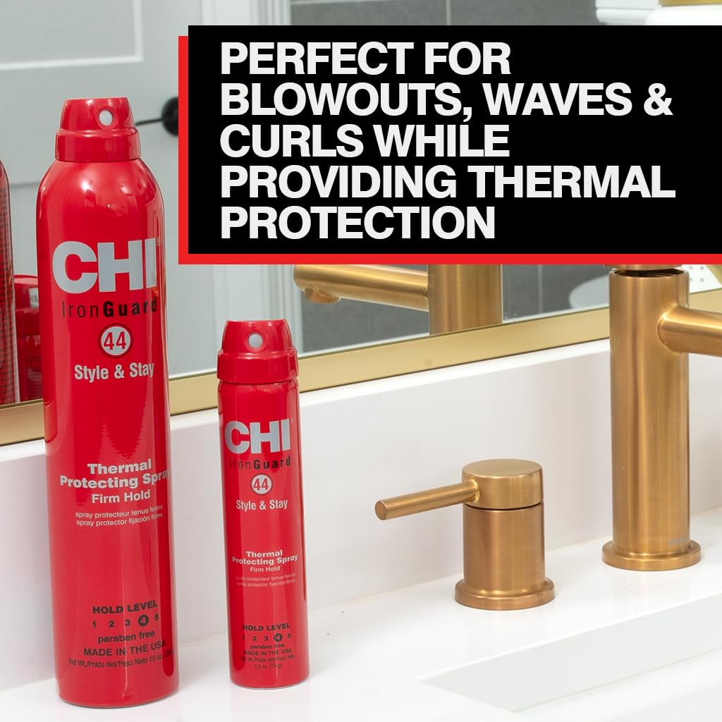 CHI 44 Iron Guard Thermal Protection & Style & Stay Firm Hold Spray Bundle