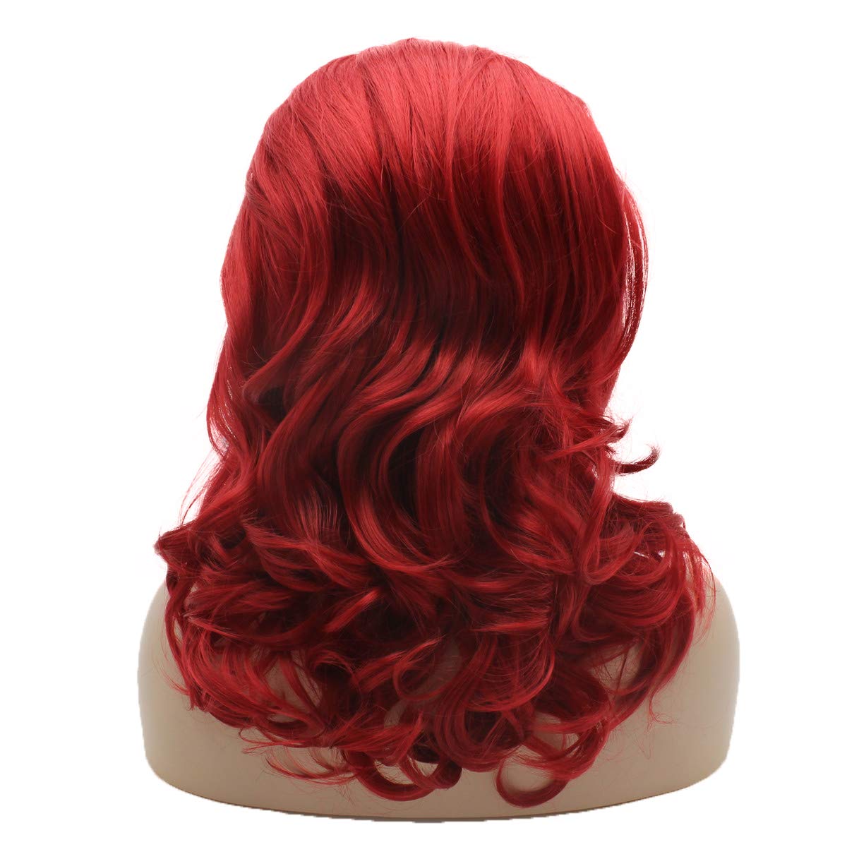 Lushy Stylish Medium Length Red Wig Heat Friendly Heavy Density Synthetic Lace Front Wig