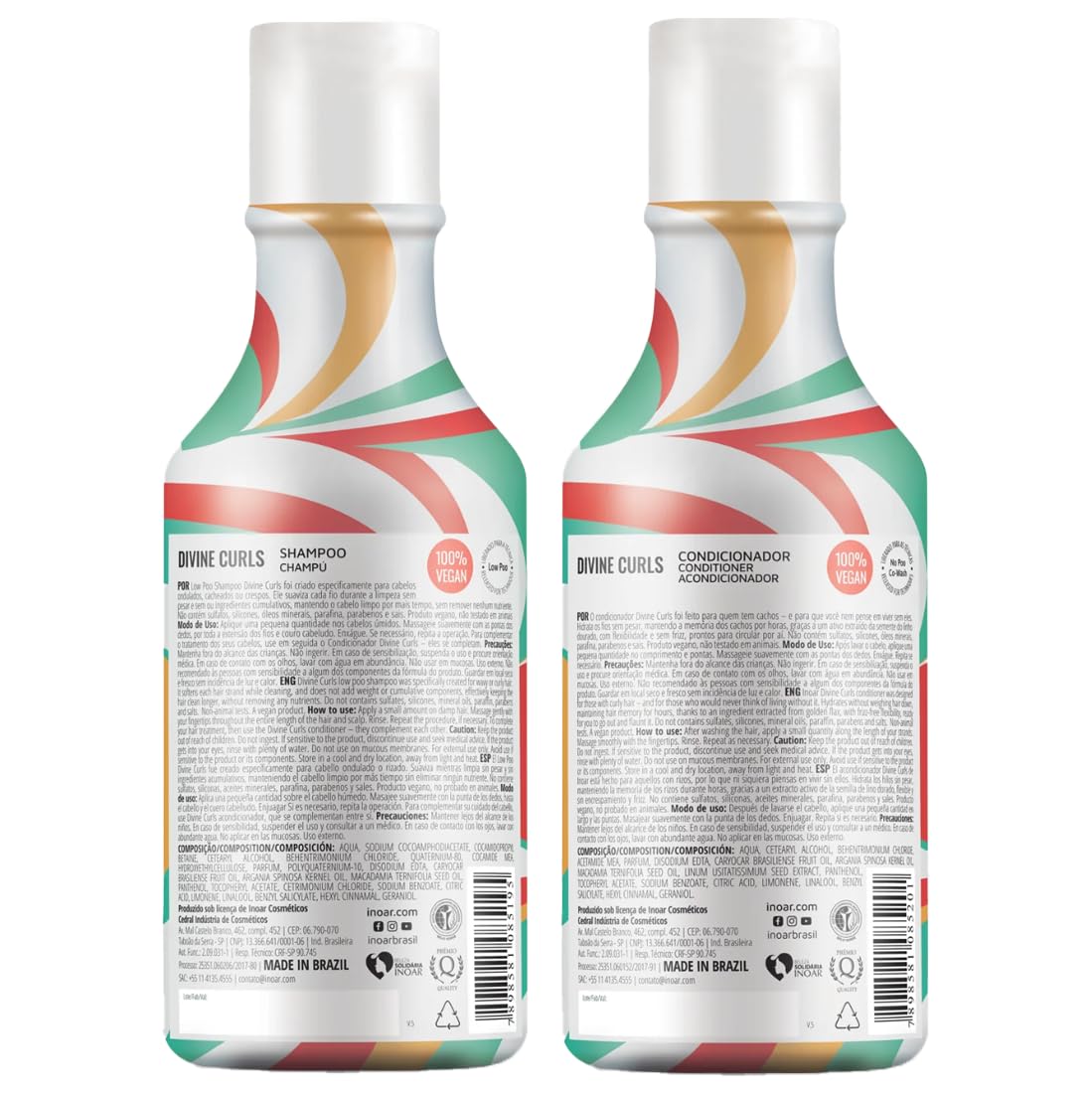 Shampoo and Conditioner - Duo Divine Curls Hair Care Set - Curly Hair Products - 250ml x 2 - Inoar