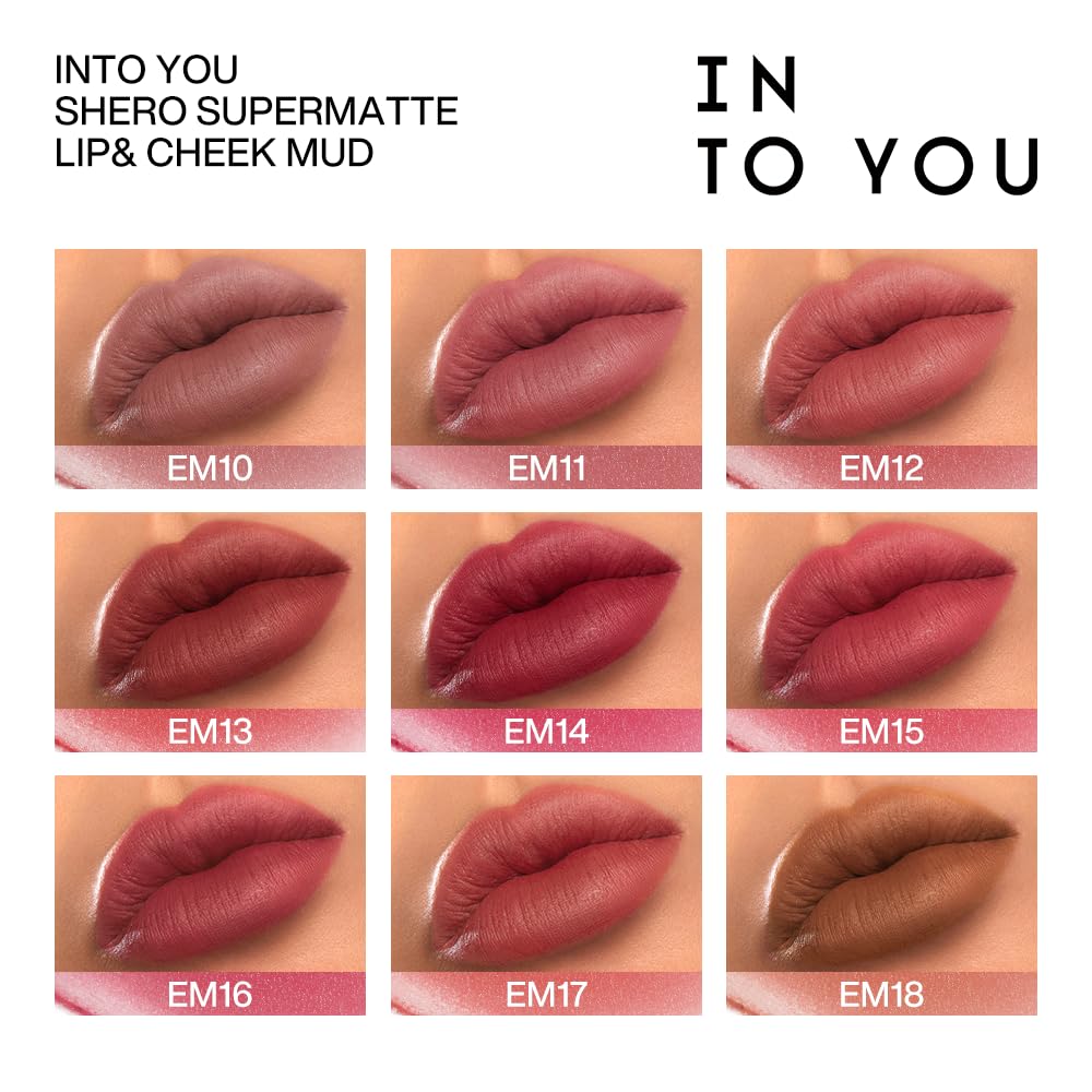 INTO YOU Matte Lipstick, Super Stay Lipstick for Women, Waterproof, Long Lasting Lipstick, High Impact Lipcolor with Lightweight Lip Mud Texture, Dual-use for Lips and Cheek, Pink Lipstick (EM525)