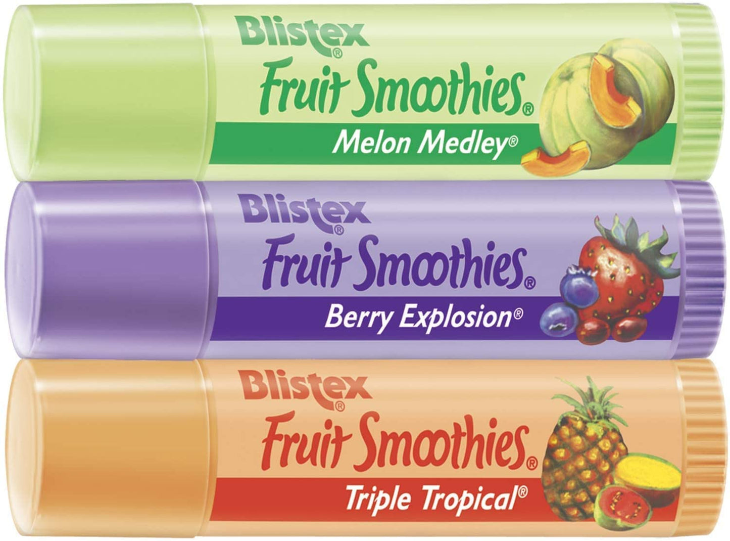 Blistex Fruit Smoothies Lip Moisturizers 3 Sticks 0.10 oz each Pack of 3