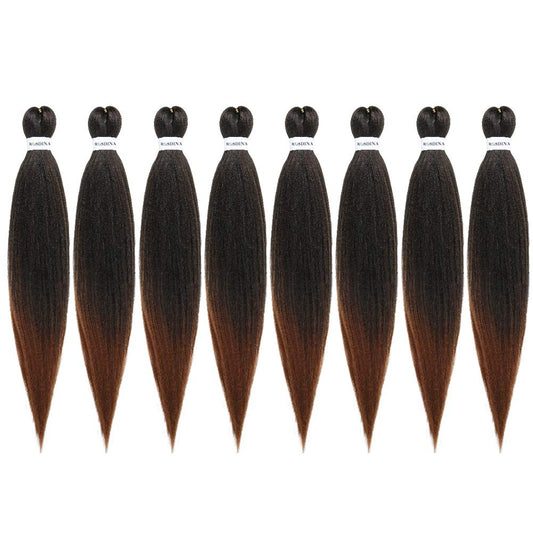 ROSDINA Pre-stretched Braiding Hair - 24 Inch 8 Packs Ombre Brown Long Braiding Hair For Twist or Box Braids, Yaki Texture Hot Water Setting Synthetic Braiding Hair Extensions (24 Inch, T30-8P)