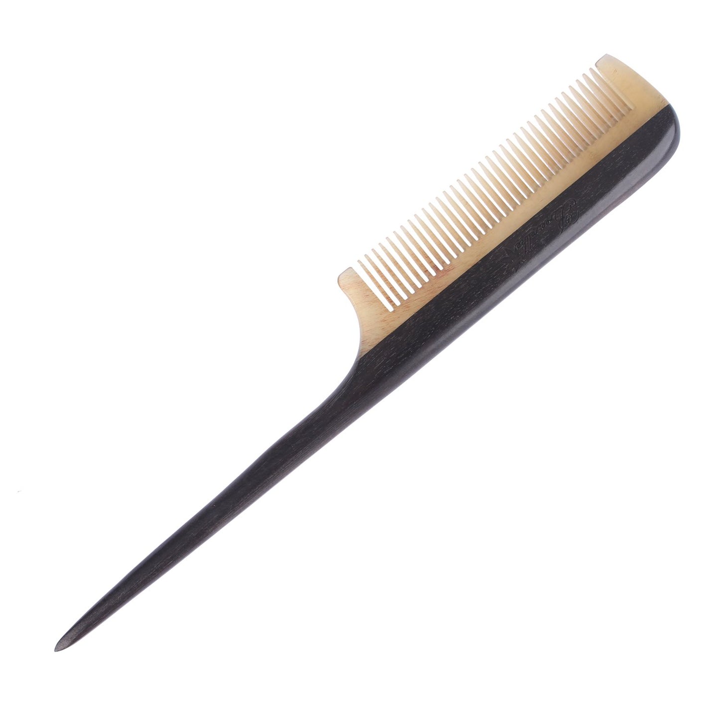 Breezelike Hair Combs - Fine Tooth Sheep Horn Comb with Chacate Preto Wood Tail - No Static Teasing Hair Comb for Women