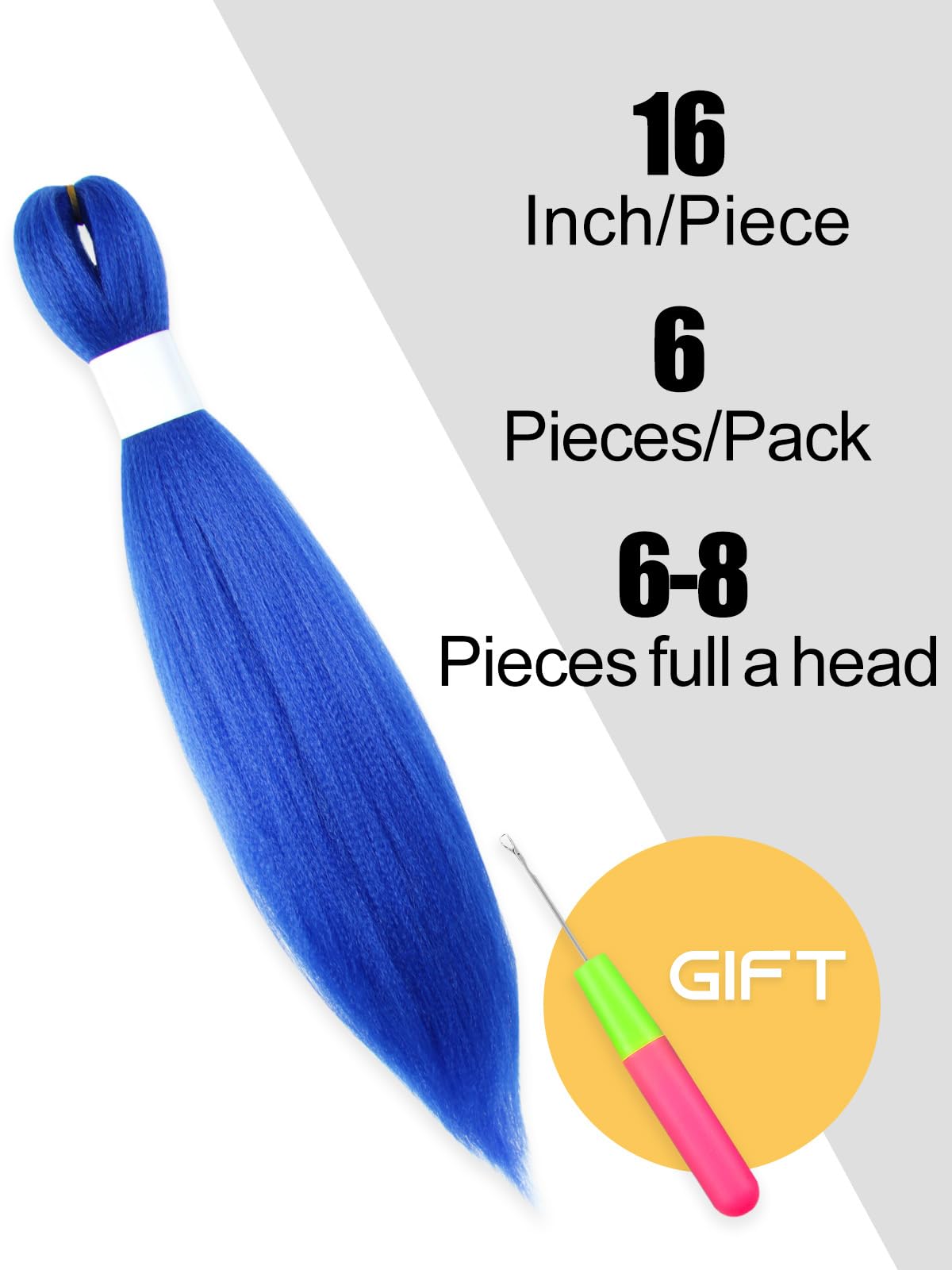 KAVSORAPI Blue Braiding Hair 16 Inch Pre Stretched Hair Colored Short Straight Crochet Braids Yaki Texture Synthetic Fiber 6 Packs (Blue)