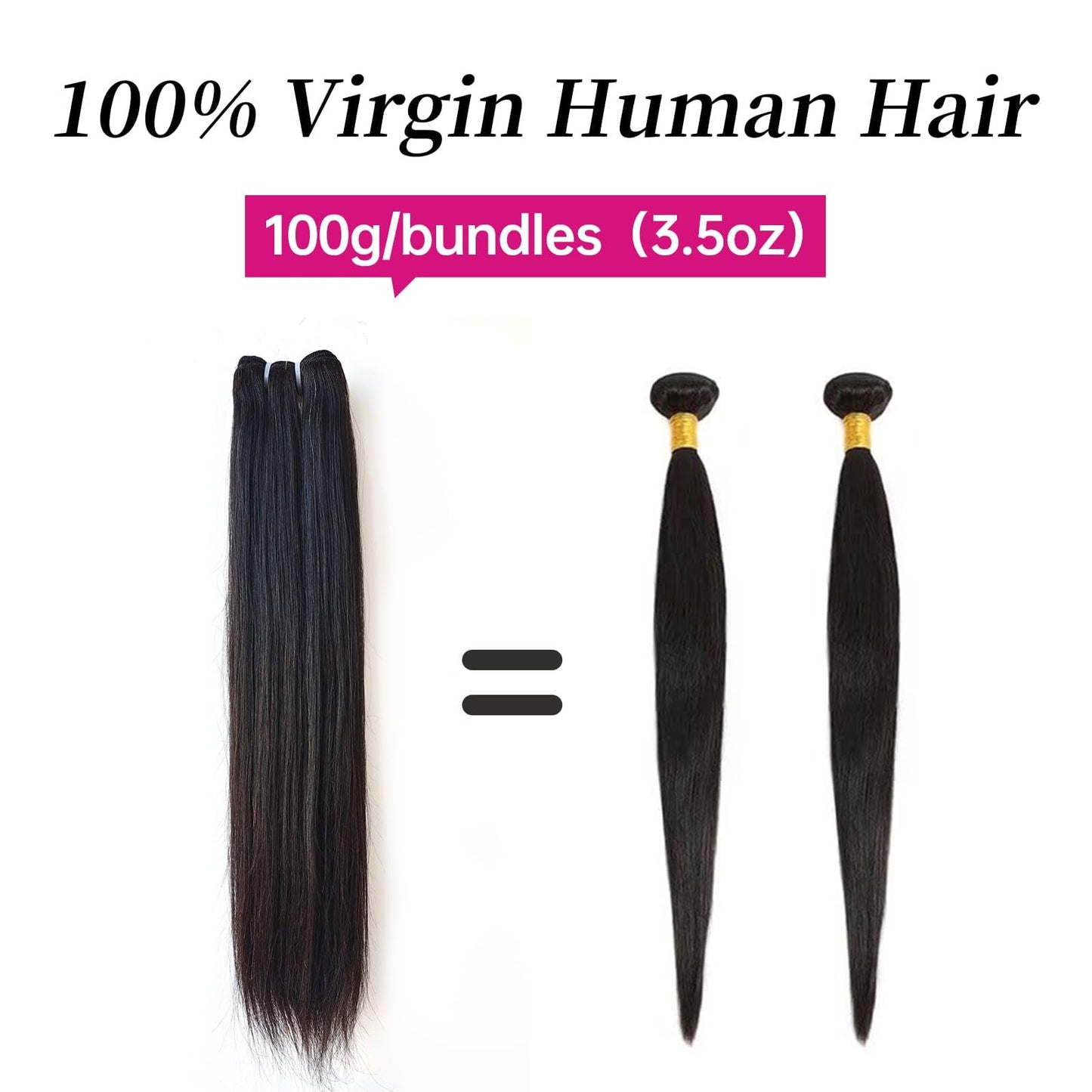 BALORIECA 16A Cambodian Raw Straight Human Hair Bundles - 100% Real Virgin Unprocessed, Cuticle Aligned Weave, Tangle-Free with Thick Ends, 100g per Bundle Natural Color(22 Inch Single Bundle)