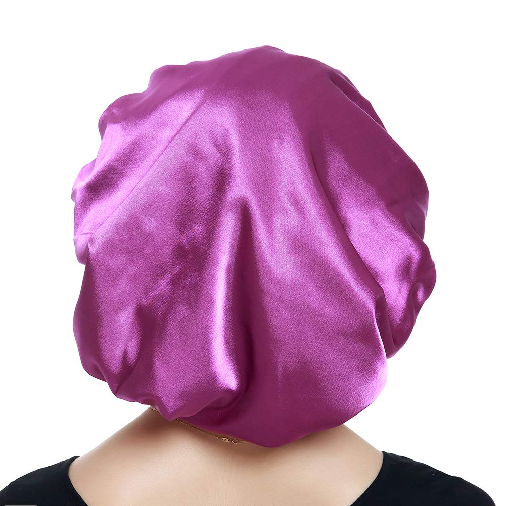 Alnorm Extra Large Satin Sleep Bonnet Dreadlock Satin Cap Purple