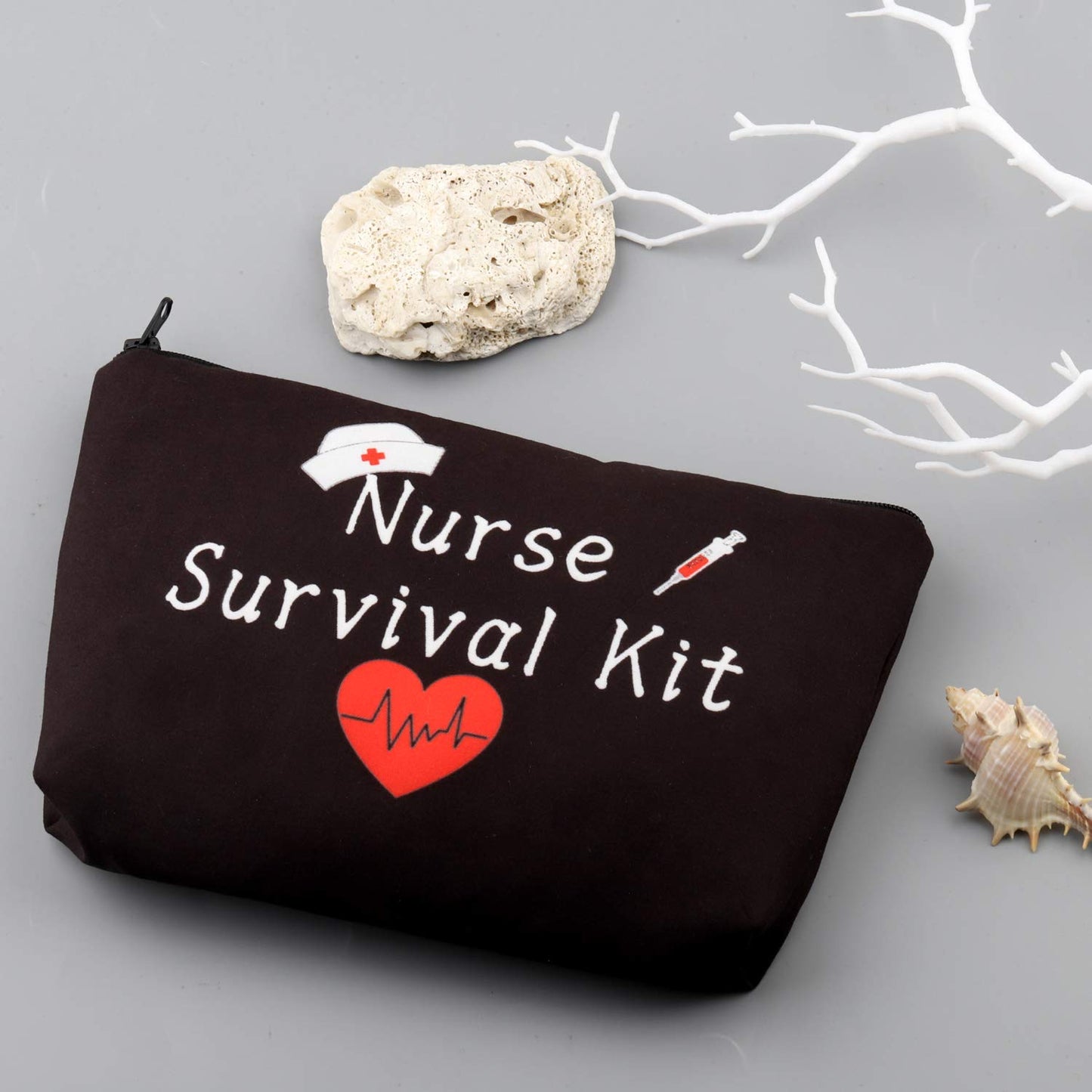 PXTIDY Nurse Gifts Nurse Survival Kit Cosmetic Bag Nurse Bag Nursing Gift Nurse Student Graduation Gift (BLACK)