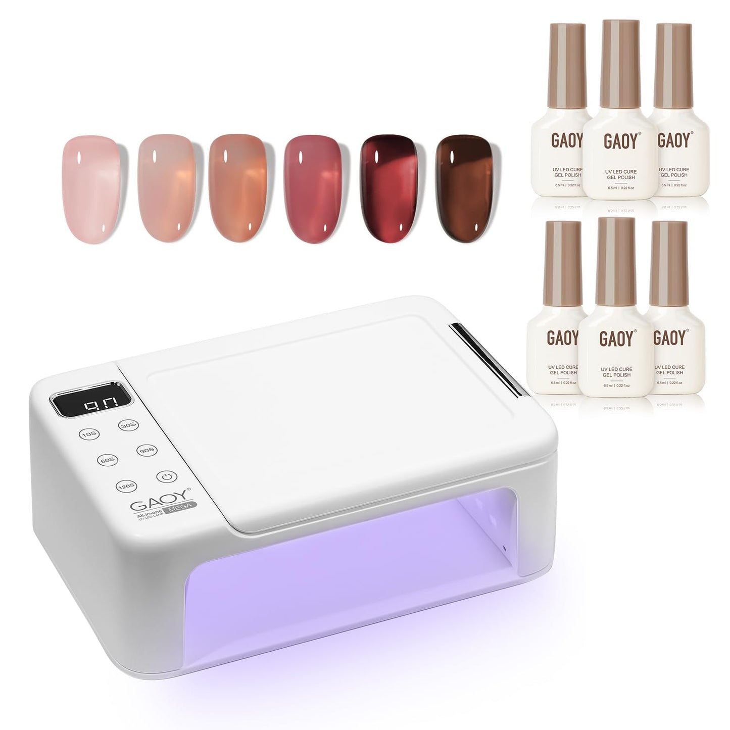 GAOY Rose Garden Jelly Gel Nail Polish 6 Colors and Professional UV LED Nail Lamp Bundle