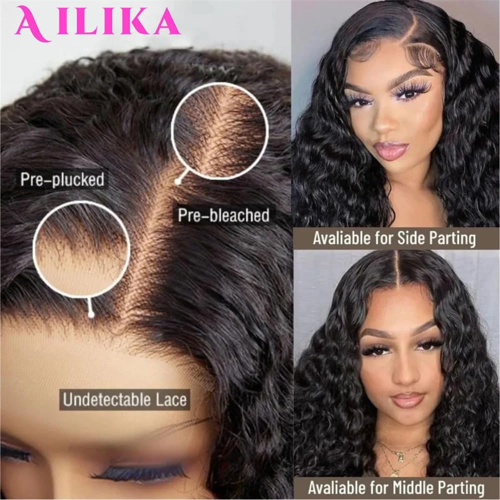 AILIKA 16 Inch Wear and Go 13 * 4 With Baby Hair Natural Hairline Wig HD TransparentKinky Curly Lace Front Wig Human Hair Pre Cut Pre Plucked For Black Women 3 Seconds to Wear Glueless Wig