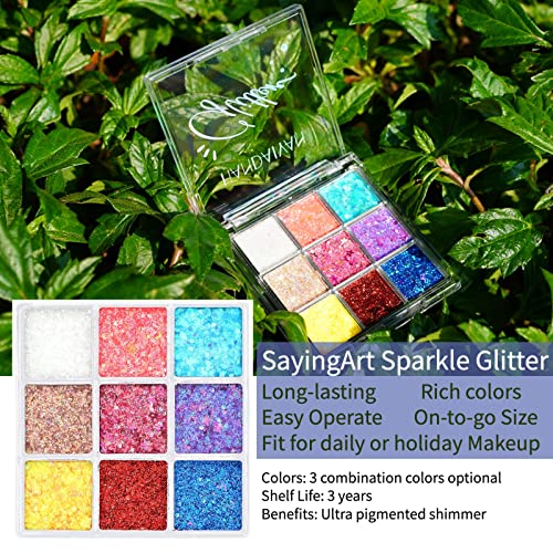 SayingArt Body Glitter Spray, 1 Gold 1 Silver Fine Glitter Spray for Hair Body, Temporary Shiny Glitter Sparkle Hairspray for Skin Cloth Nail Craft Eye Women Holographic Makeup Fairy Mist Powder