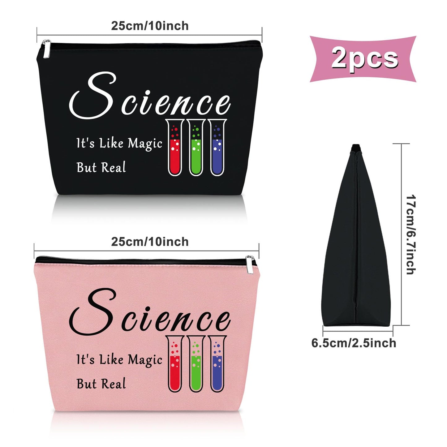 Sazuwu 2PCS Science Gifts for Adults Makeup Bag Science Teacher Gifts for Women Science Lovers Gifts Ideas Cosmetic Bag Scientist Gifts for Her Chemist Gifts for Girls Birthday Christmas Gifts