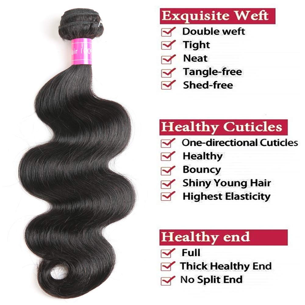 Body Wave Bundle 10A Grade Human Hair Bundles 100% Unprocessed Brazilian Virgin Hair Bundles Double Machin Weft Brazilian Body Wave Bundles(14 Inch)