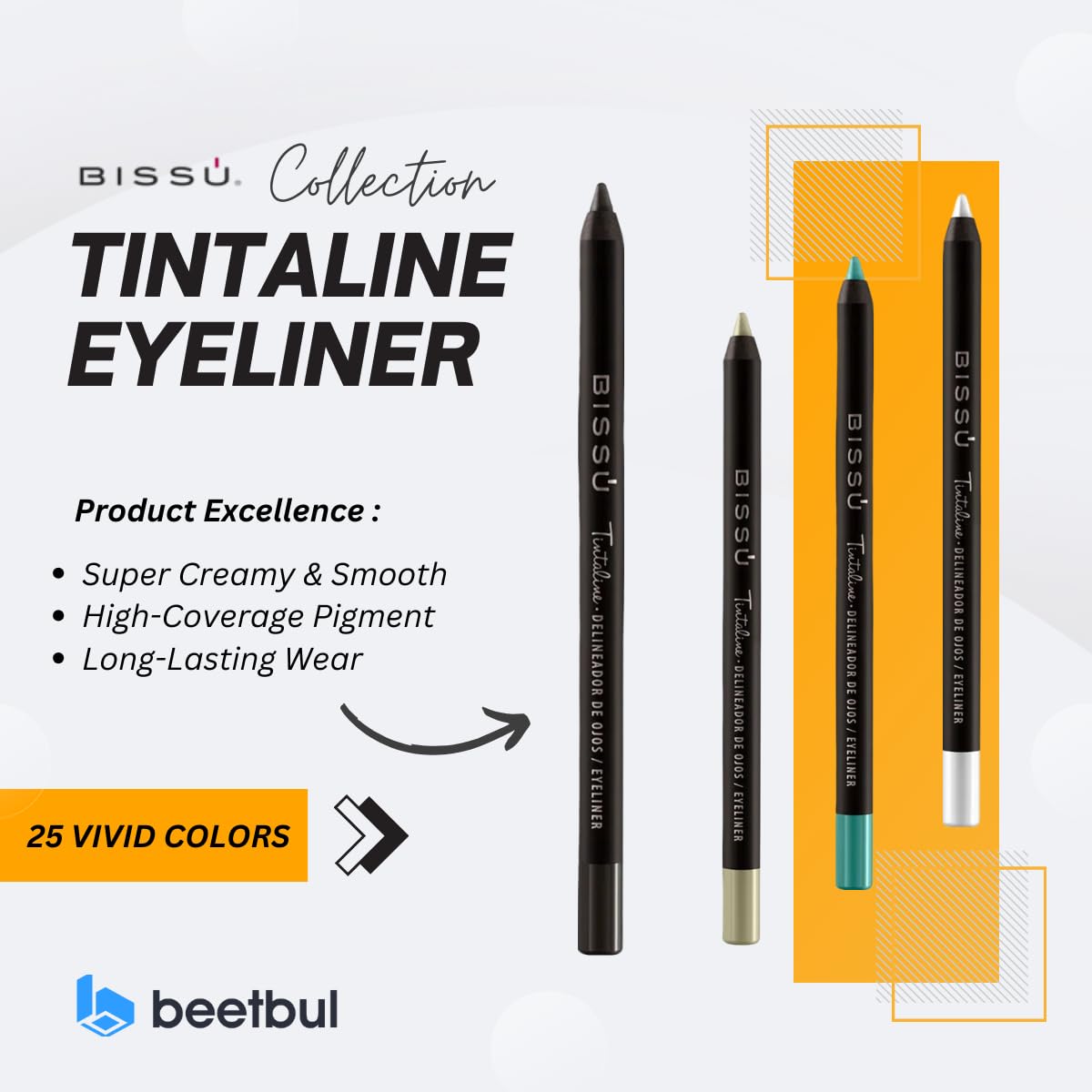 Bissú Tintaline Eyeliner - 25 Vivid Colors, High-Coverage, Long-Lasting & Smudge-Proof (Green)