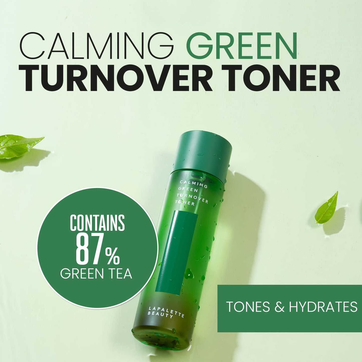 LAPALETTE Beauty Calming Green Turnover Toner 6.75fl.oz | Hydrating & Moisturizing W. Green Tea Extract | Gentle Peeling with Natural Aha, Bha & PHA Ingredients | Korean Skincare