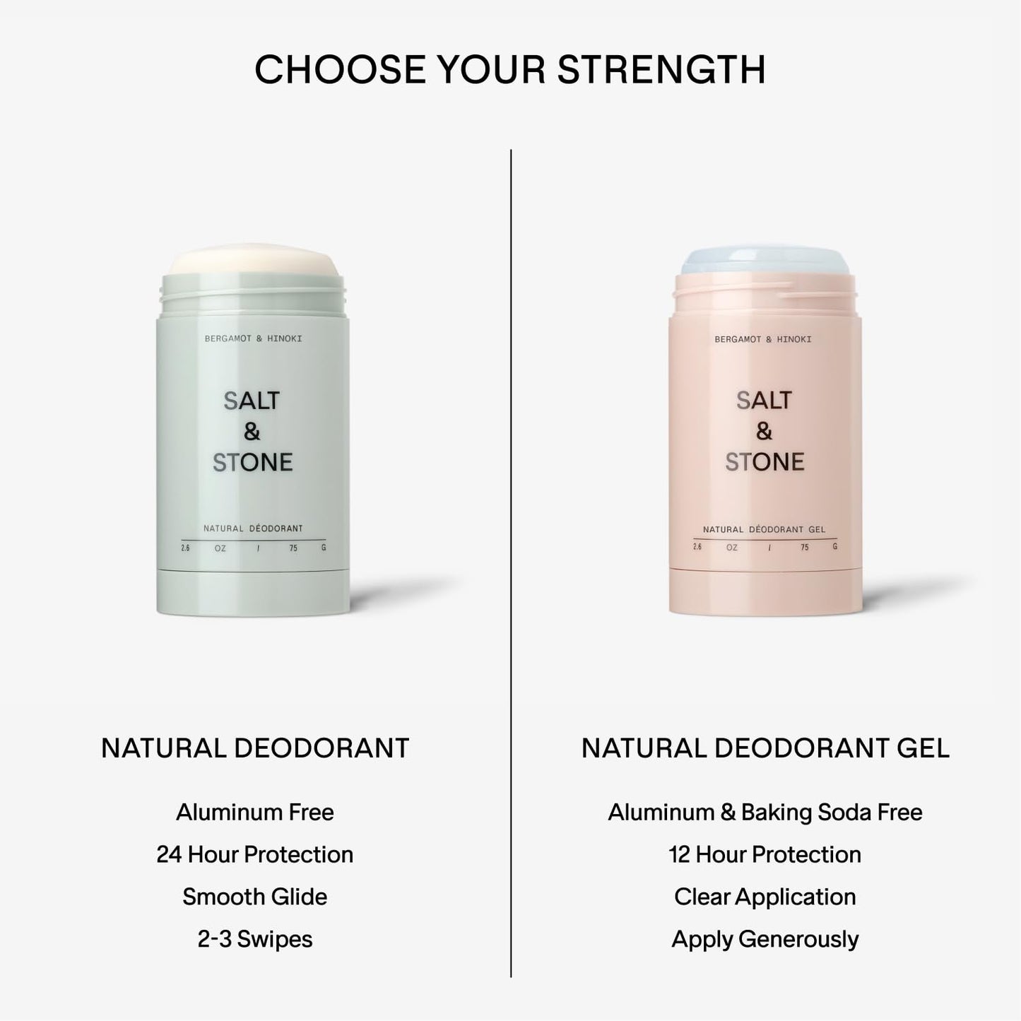 SALT & STONE Natural Aluminum-Free Deodorant with Bergamot & Hinoki - For Men & Women