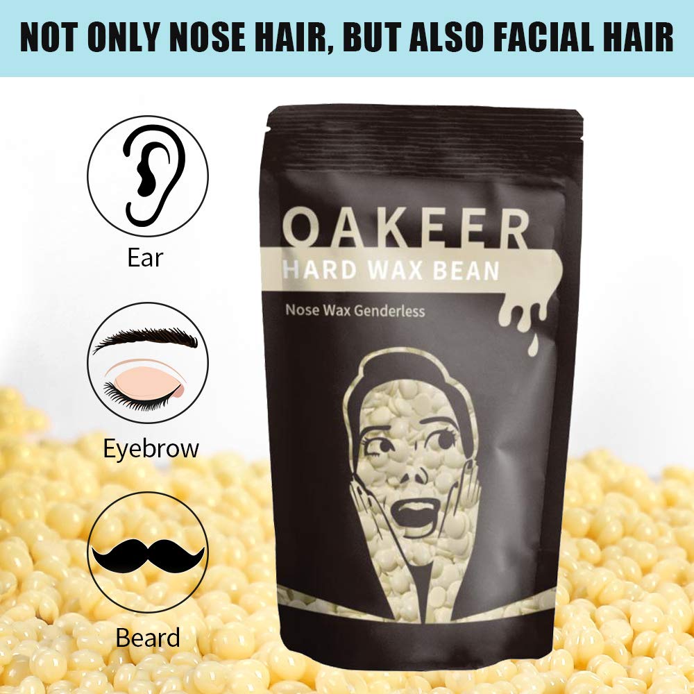 Oakeer Nose Wax Kit 40 Nose Wax Sticks Nose Wax Hair Remover for Men Women Ears Nose Wax Hair Removal with 20 Paper Cups 100g Nose Wax