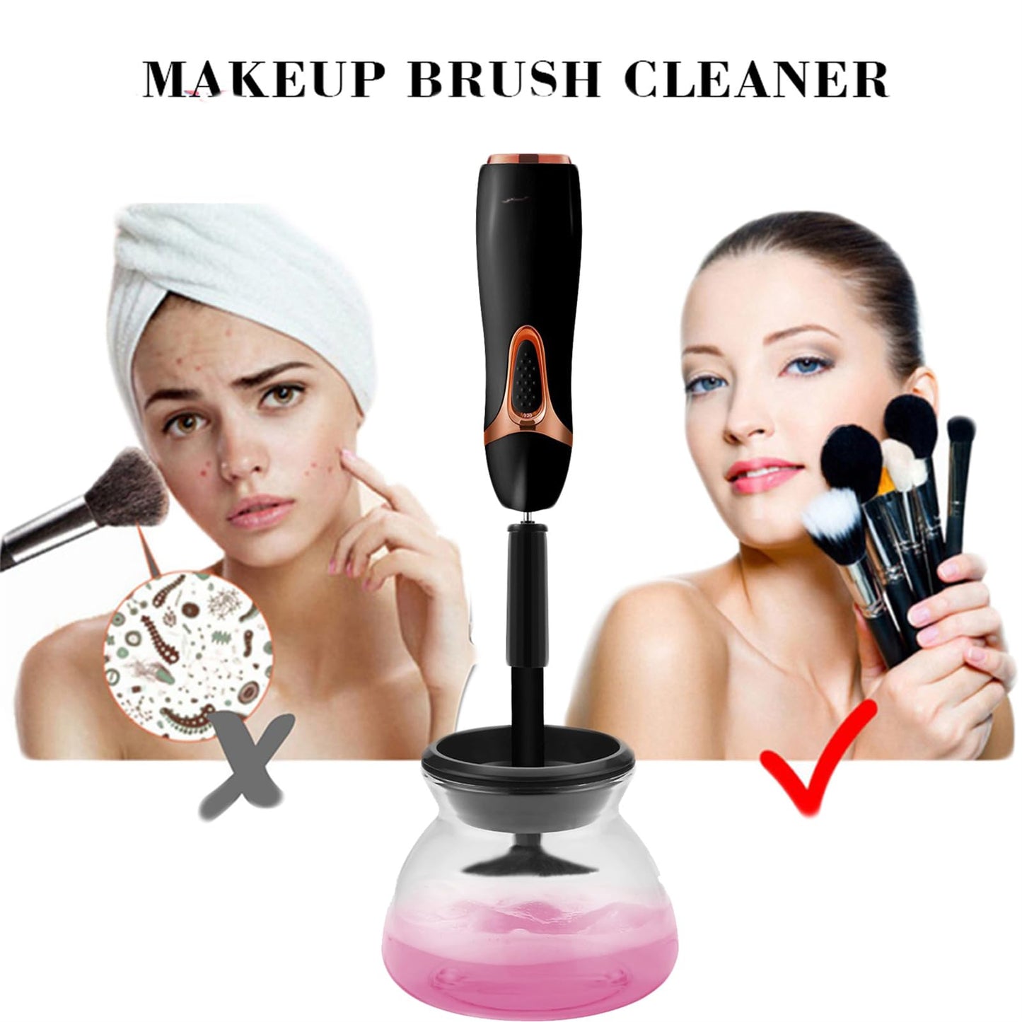 Crmanedy Makeup Brush Cleaner Machine，Travel Portable Electric makeup brush cleaner machine，Cosmetic Makeup Brush Cleaner For All Size Makeup Brush，Gift Kit for girls and womens