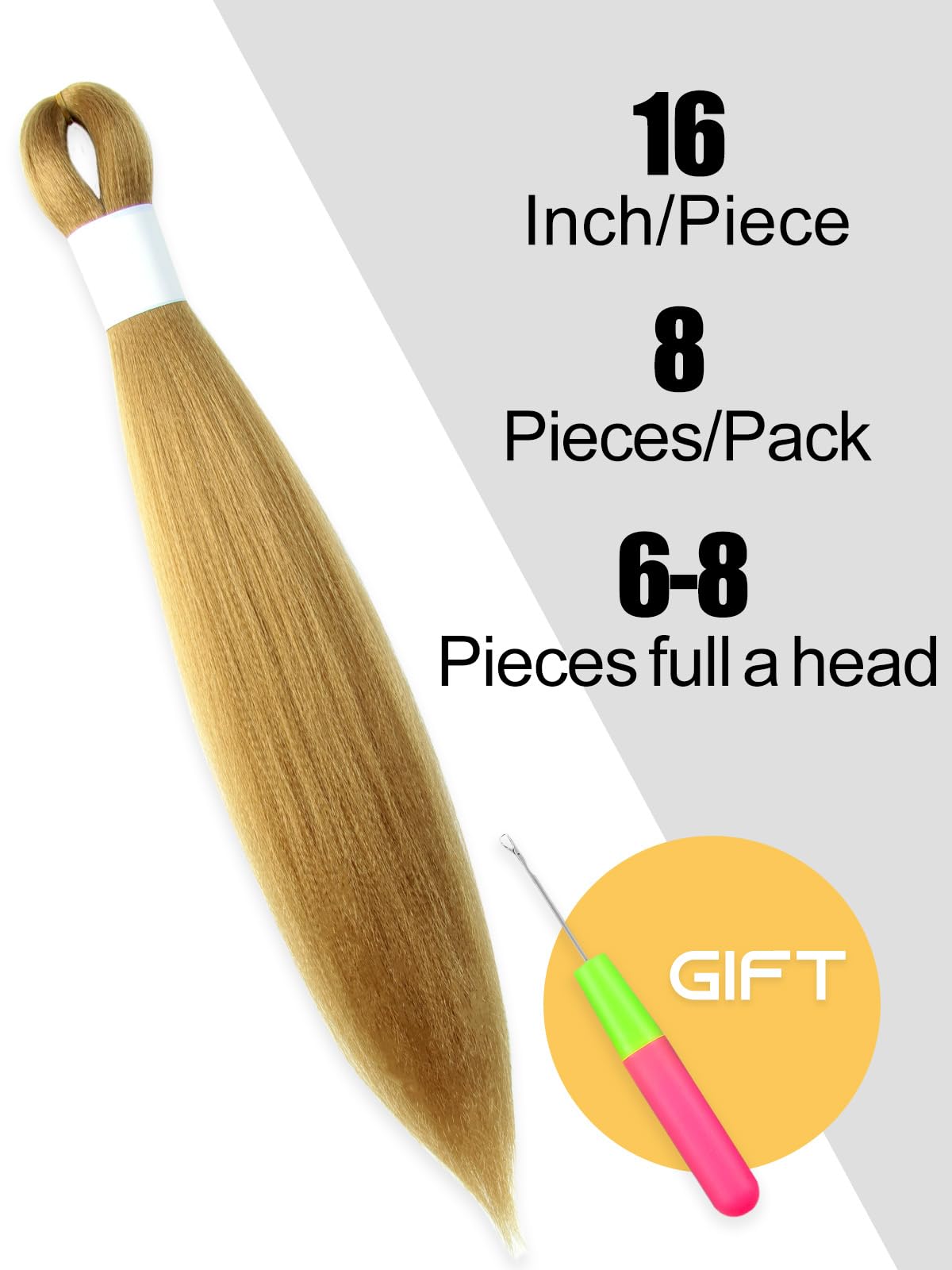 KAVSORAPI Blonde Braiding Hair 16 Inch Pre Stretched Hair Short Straight Crochet Braids Yaki Texture Synthetic Fiber 8 Packs (27#/Honey Blonde)