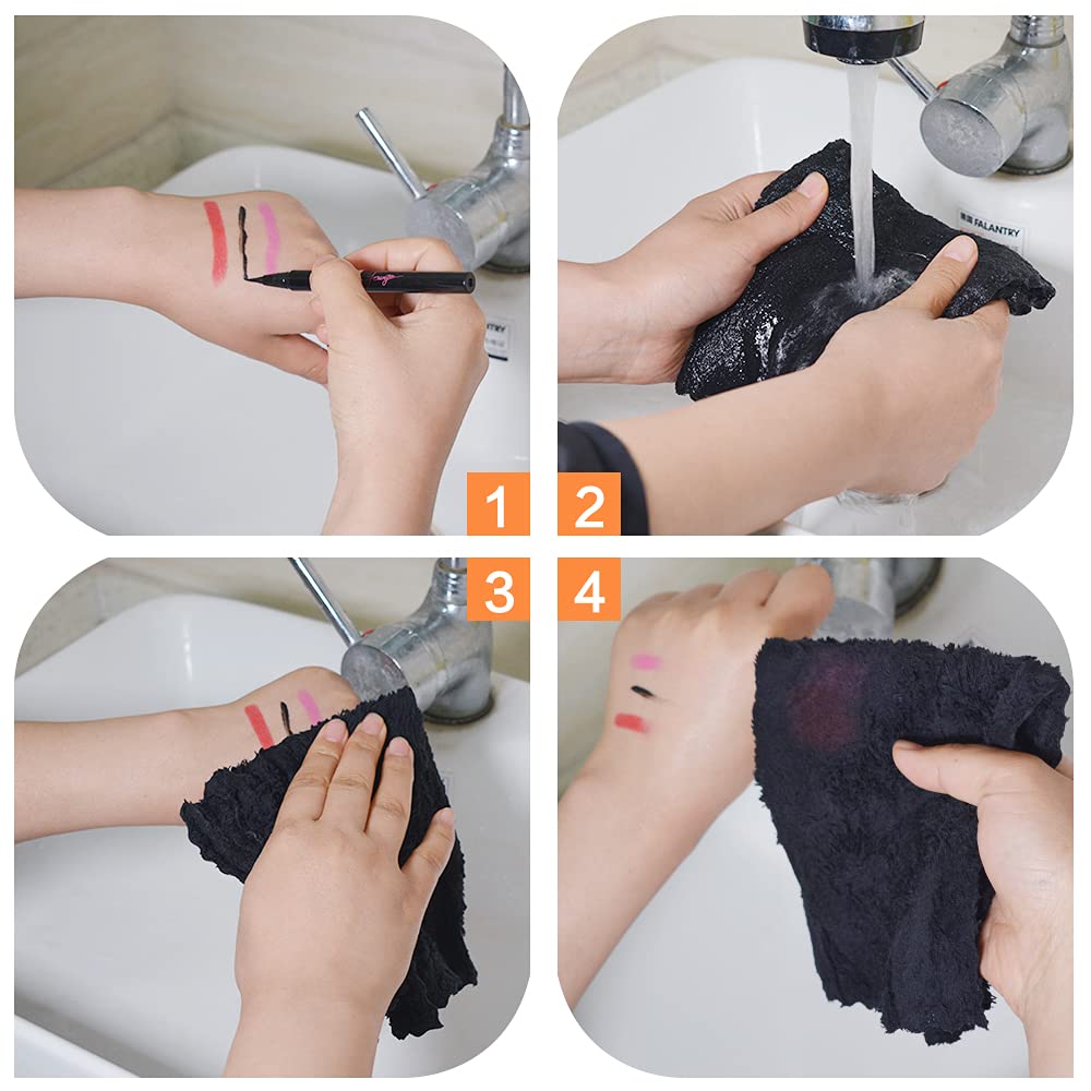 SUNLAND Microfiber Face Cloth Reusable Makeup Remover Facial Cleansing Towel Ultra Soft Face Washcloth 12inchx12inch 12 Pack Black