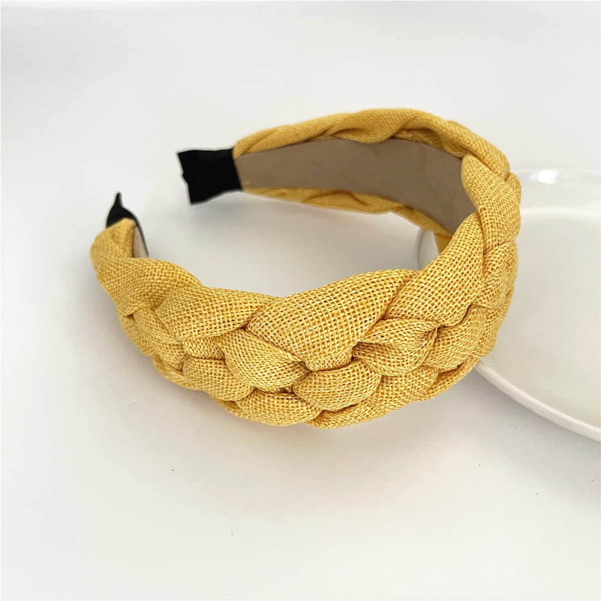 QTMY Braided Knotted Headband for Women,Boho Hippie Headband Hair Hoop Accessories Headwear Jewelry,725-23 (Yellow)