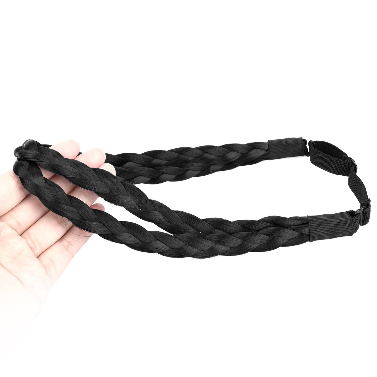 DIGUAN Double Three Strand Synthetic Hair Braided Headband Hairpiece Extension Women Girl Beauty accessory (Black)