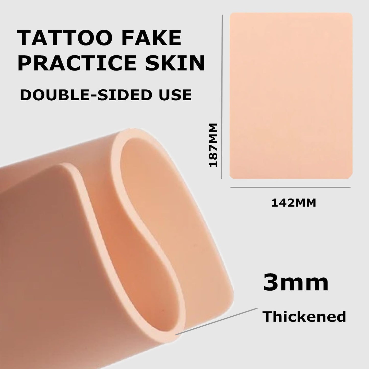 3mm Tattoo Skin Practice Kit - Yuelong 8Pcs Tattoo Fake Skin and 10Pcs Transfer Paper Kit Silicone Thick Practice Skins Double Sided and Tattoo Stencil Paper for Beginners and Experienced Artists