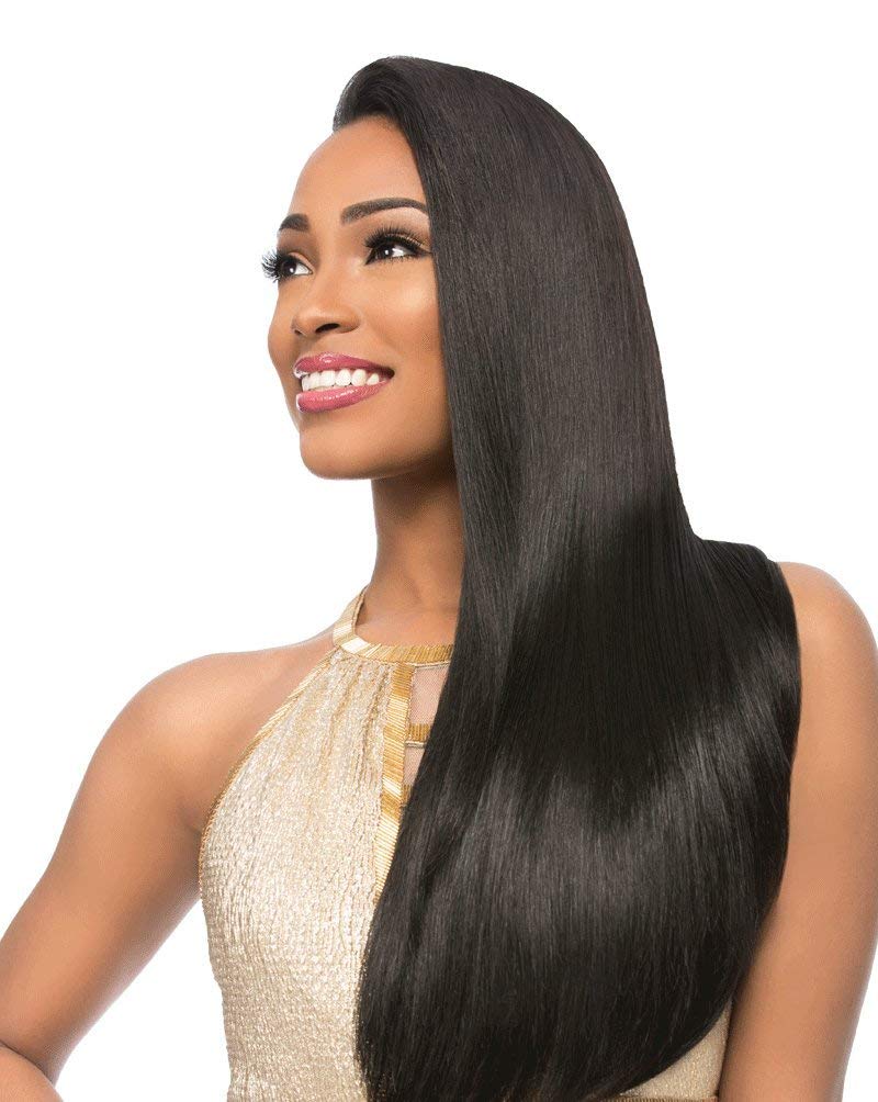 Sensationnel Empire yaki weave hair - Empire straight human hair yaki texture hair for weaving and sew in styles - Empire yaki 1 pack (18 inch, 1B OFFBLACK)