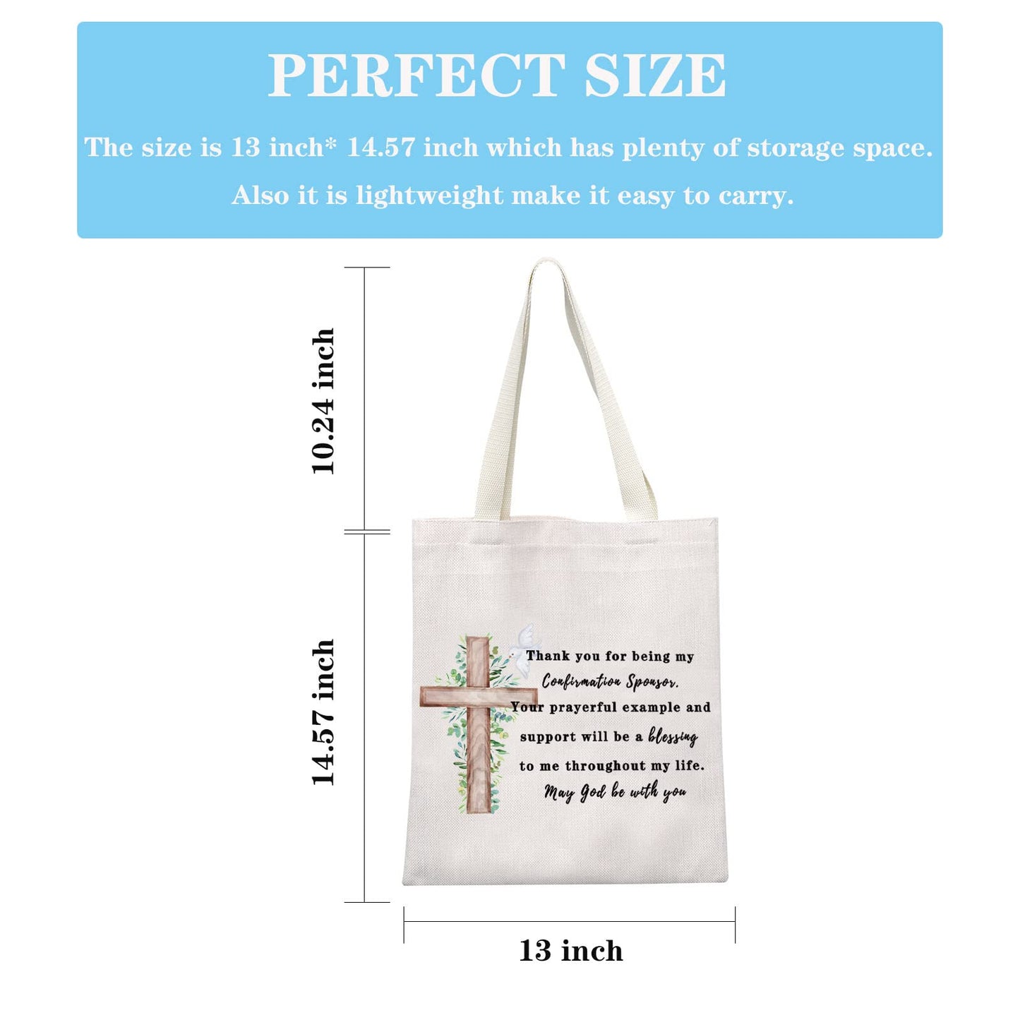 GJTIM Confirmation Gift Christian Faith Gift Travel Tote Bag (Confirmation Tote)