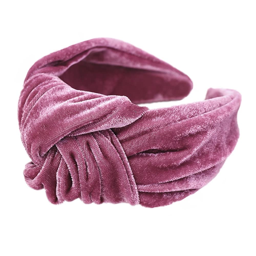 CAUDIO Women Velvet Twisted Headband Elastic Wide Knotted Hairband Cocktail Dating Makeup Hair Hoop for Ladies (Purple)