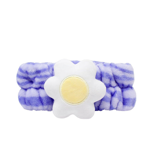 The Crème Shop 3D Teddy Headyband™ - Plush SPA Headband with Stretchy Elastic Band for Comfortable Fit - Ideal for Hair Control during Beauty and Skincare Routines (Flower Power)