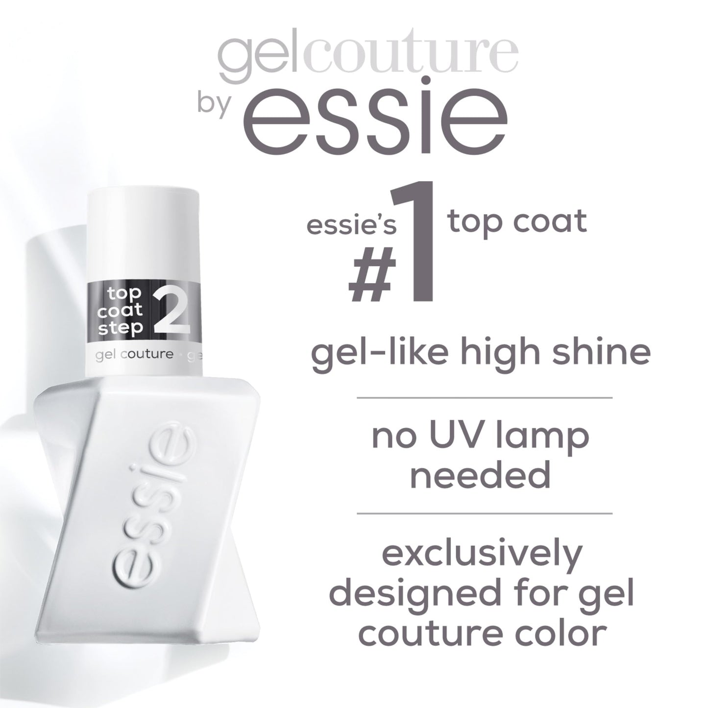 Essie Gel Couture Longwear Top Coat Kit, Clear, Shiny Top Coat + Soft Matte Top Coat, 0.46 fl oz each