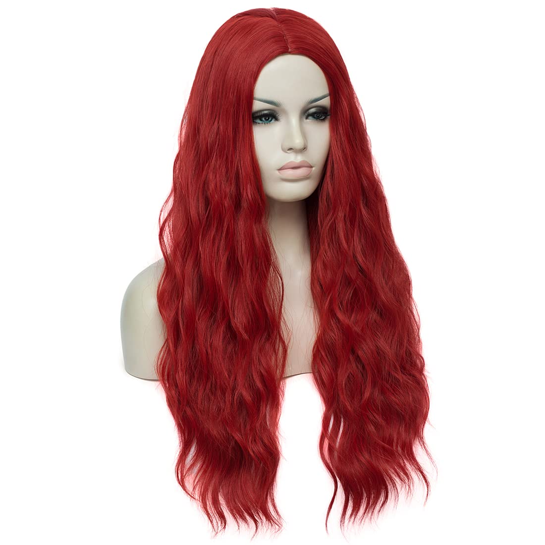 Mildiso Red Wigs for Women 26" Long Red Hair Wig Curly Wavy Cute Natural Synthetic Soft Wigs for Daily Party M052RD