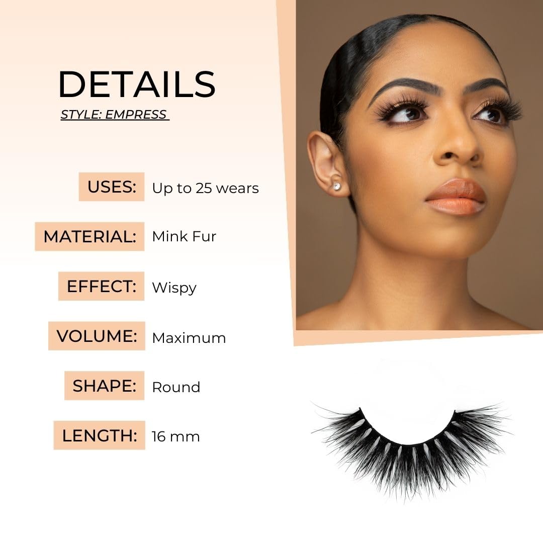 Hummingbird Kiss Empress 3D Mink Premium Lashes| Round Lashes Cluster Volume | Reusable up to 25 wears | False Lashes Natural Look