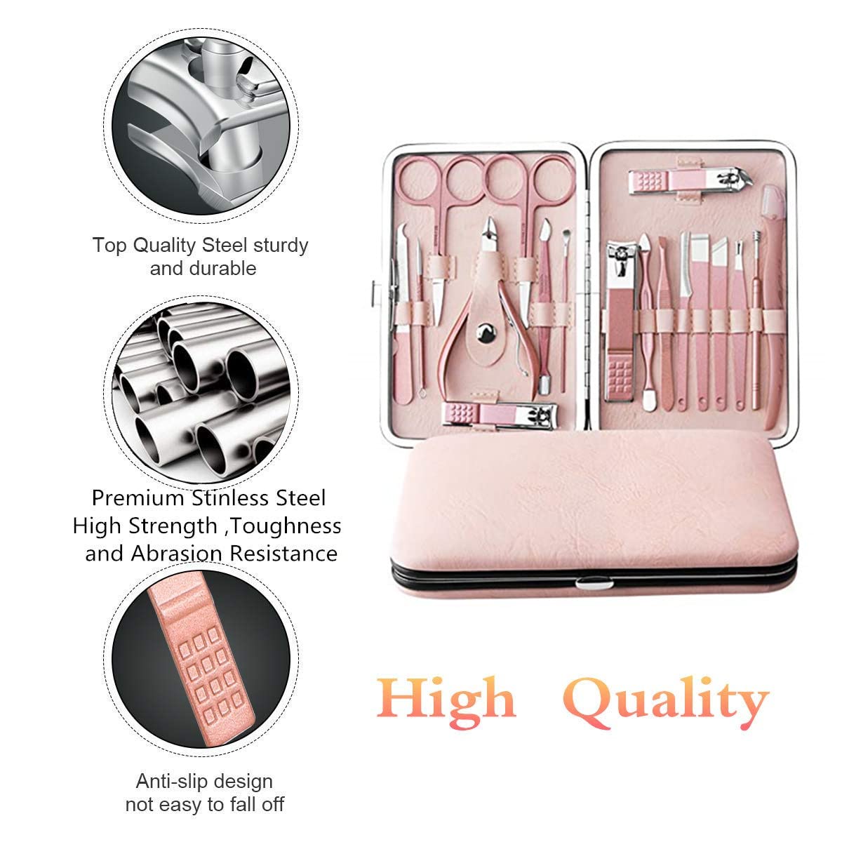 Manicure Sets For Women Gift Manicure set Prosesional, Nail Clippers Manicure Kit Pedicure Kit 18 in 1 Aceoce Luxury Manicure Pedicure Set kit Travel Gifts Choice for Women Mother Men